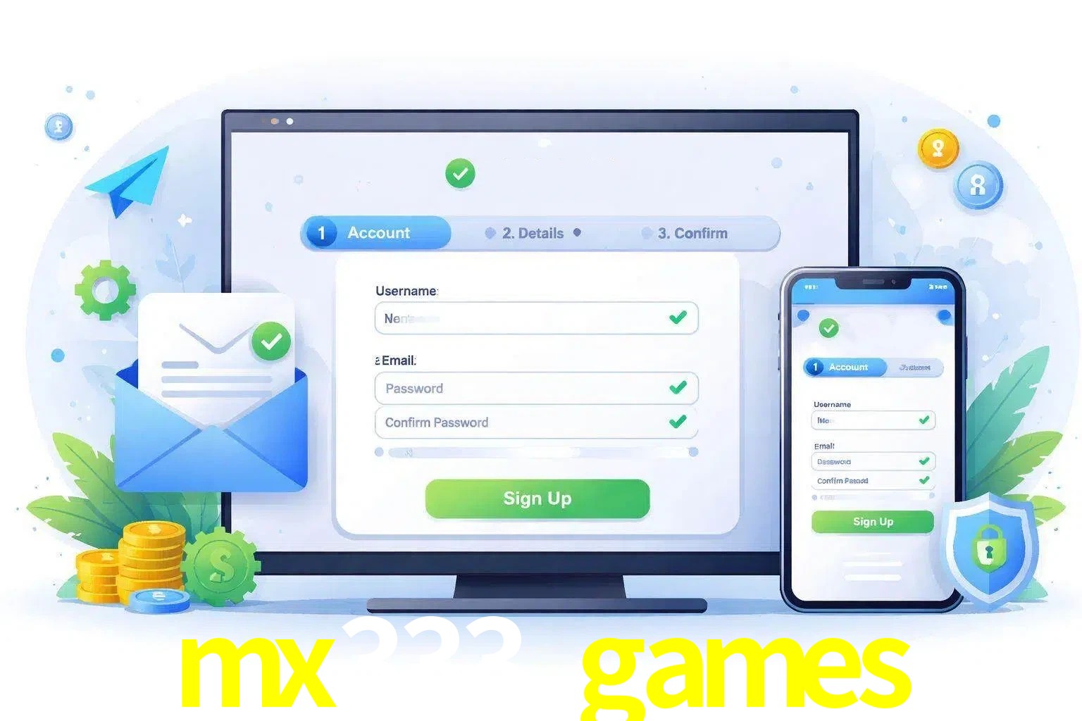 Registro de nuevo usuario y configuración de cuenta mx333 games
